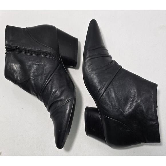 Miz Mooz Women's Ruched Leather Ankle Boots Black Sz 41 - Picture 4 of 9
